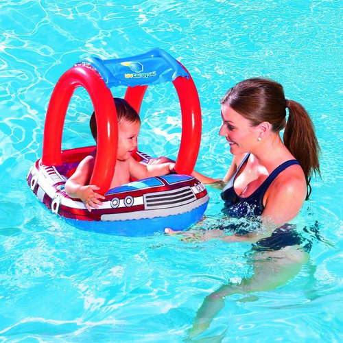 Asiento Bote Flotador Inflable Bomberos P Bebes - Con Techo!