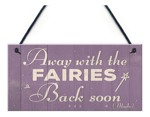 Away With Fairies Novedad Colgante Placa Chic Novedad C...