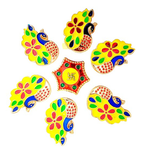 Pavo Real Amarillo Diwali Rangoli Decoracion Suelo Mesa Para