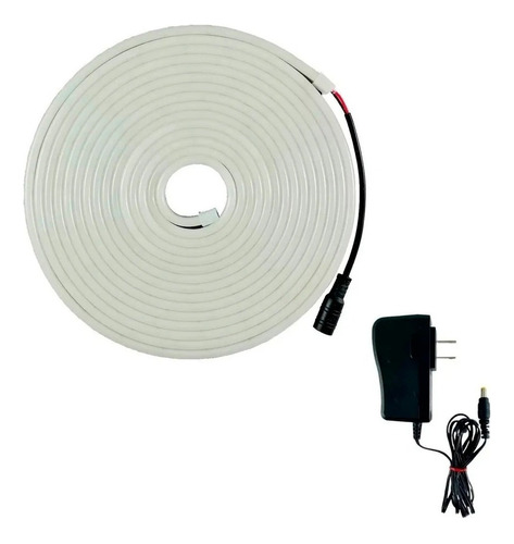 6 Pz Tira Neon 5m 12v Con Adaptador A Corriente Elige Color Luz Luz Blanca Fria