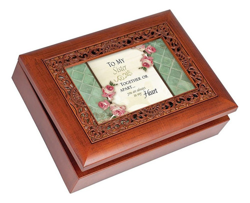 Cottage Garden Sister Woodgrain Ornate Music Box Plays Wonde