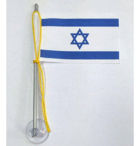 Mini Bandeira Israel Com Ventosa Poliéster (5,5cm X 8,5cm)