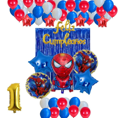 Kit Globos Decoración Cumpleaños Fiesta Spiderman Número | Meses sin  intereses