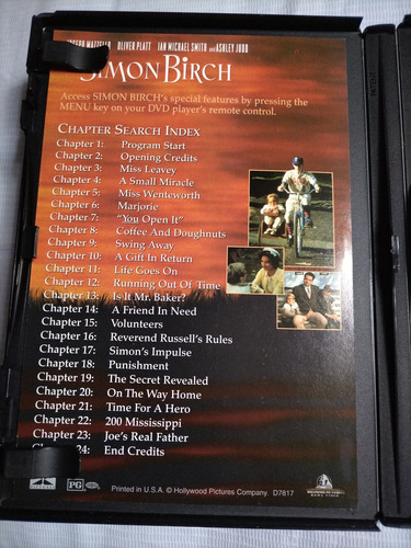 Simón Birch Joseph Mazzello Película Dvd Importado (Usado)