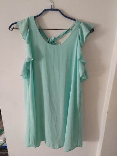 Vestido De Gasa Forrado Verde Agua | Mujer | Volado 