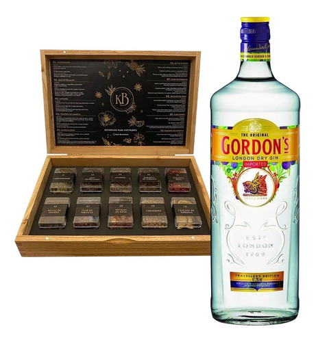 Imagen 1 de 6 de Estuche Mixologia Kaia X 10 Botanicos + Gin Gordons - Sufin