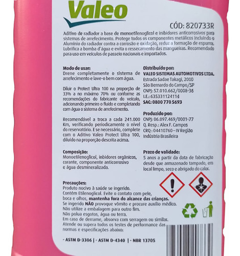 Aditivo Radiador Protect Ultra 100 Concentrado Valeo Valeo
