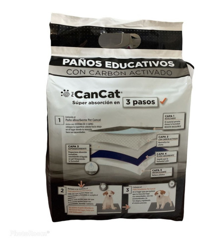 Imagen 5 de 10 de Pañales Entrenamiento Con Carbón Activado 60x60 Cancat X10
