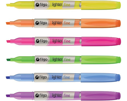 Resaltadores Marcadores Filgo Lighter Fine Fluo Neon Pack X6