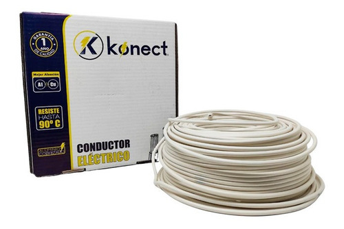 Cable Electrico Cca Calibre 12 Blanco Rollo 100m Konect