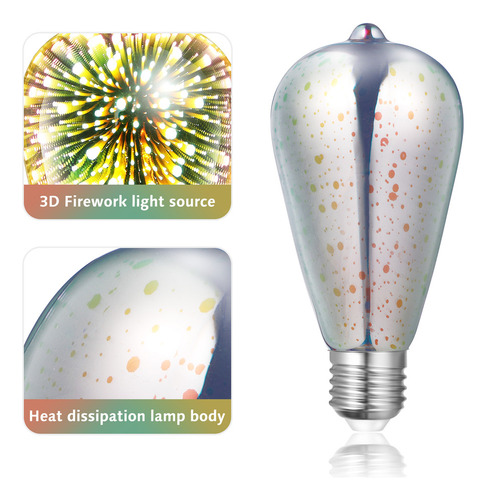 Bombilla Led De Cristal 3d Para Fuegos Artificiales, Decorac