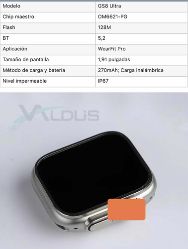Imagen 5 de 10 de Reloj Inteligente Gs8 Ultra