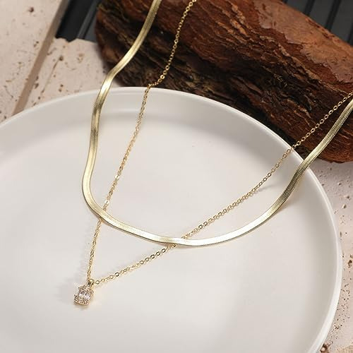 Viromy Collares De Oro Con Diamantes Para Mujer Collar De En