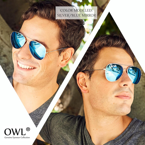 3 Pares De Gafas De Sol Estilo Aviador Color Plateado Marco