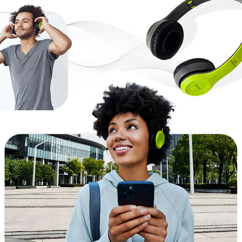 Fone De Ouvido Corrida Bluetooth Regulável Entrada P2 Mp3 Cor Verde-limão