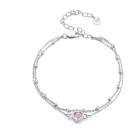 Pulseira Ek Víntage Prata S925 Camada Dupla E Pedra Zircônia