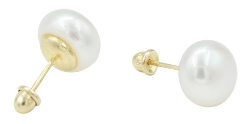 Aretes, Broqueles Oro 10k Perla Cultivada Grande, Dama 8mm