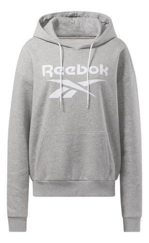 Buzo Rustico Reebok Fleece Hoodie Negro Y Gris Hombre