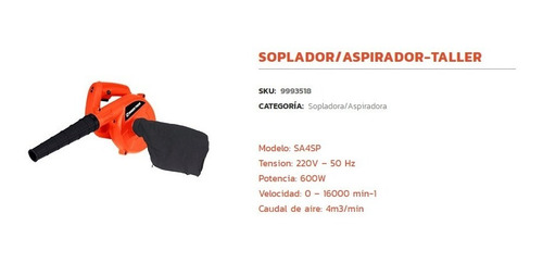 Sopladora 600w Aspiradora Dowen Pagio Eléctrica 220v 9993518