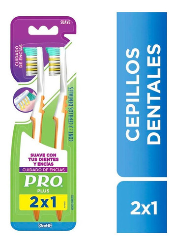 Cepillo Dental Oral B Pro Plus Cuidado De Encias Suave X 2 U