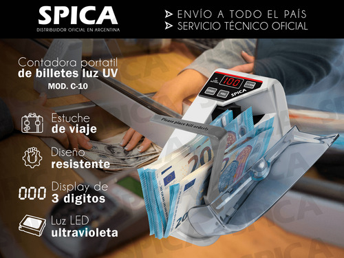 Contadora De Billetes Spica Sp-c10 Detecta Dinero Falso