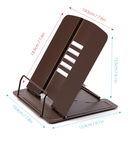 Imagen 4 de 9 de Soporte De Metal Portátil Ajustable Para Libro, 5 Ángulos