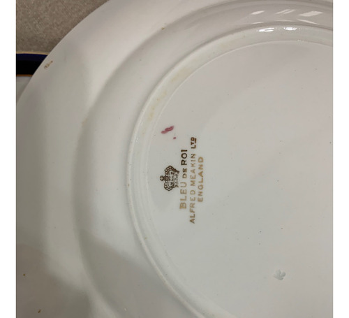 Plato Playo Porcelana Bleu De Roi Borde Azul (Usado)