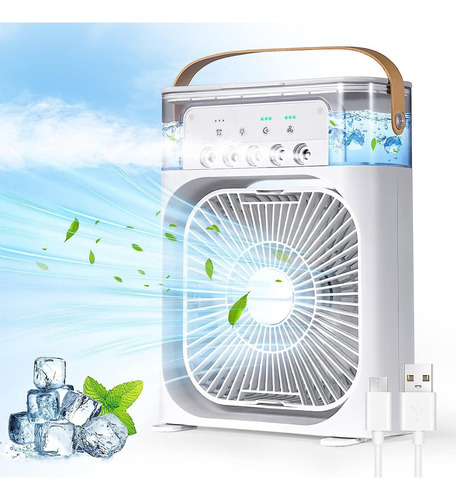 Ventilador Portátil 3 Em 1 Umidificador Portátil Com 8 Leds