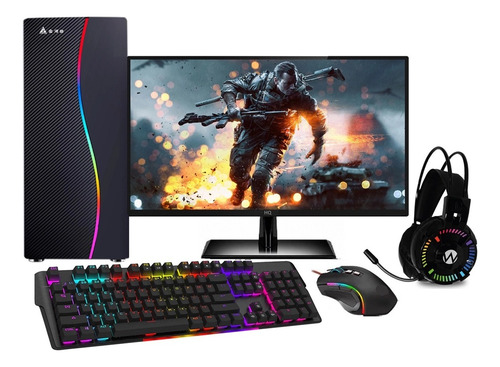 Pc Gamer Cpu I7 16gb Ssd Monitor+kit Gamer+cadeira+placa Wif