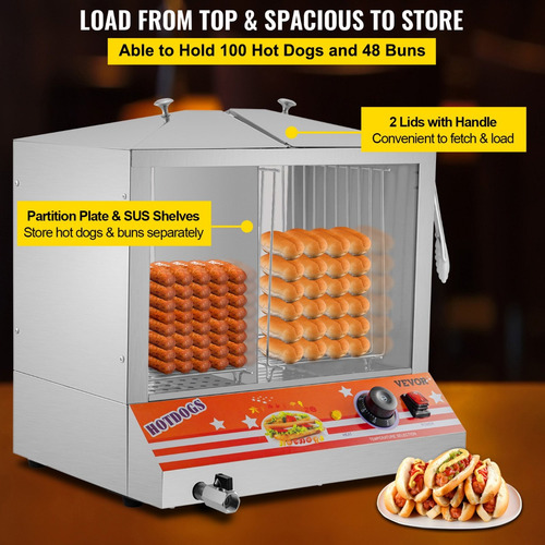 Maquina Calentador De Salchicha Hotdog Temperatura Ajustable