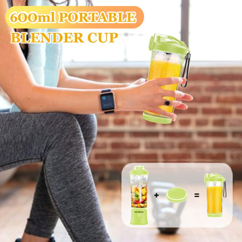 Licuadora Portátil Wiztronix Inalámbrica De 600 Ml Con Acero