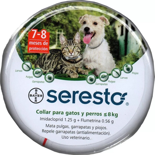 Collar Seresto De Bayer Para Perros Y Gatos Hasta 8 Kg