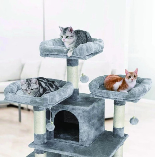 Imagen 7 de 7 de Torre Arbol Rascador Para Gato Mueble Varios Niveles 170cm