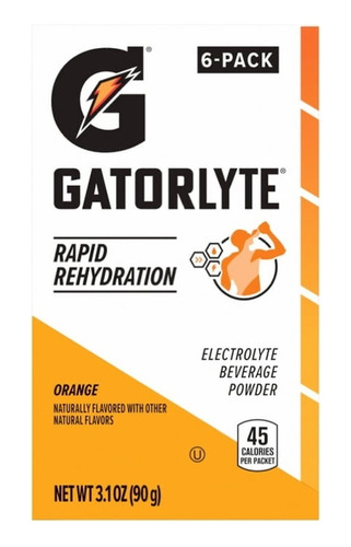 Gatorade Gatorlyte Naranja Rapid Rehydration 6 Pack 