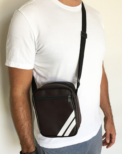 Shoulder Bag Masculina Pochete Ombro Transversal Necessaire Cor Preta