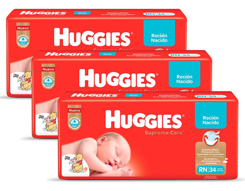 Pañales Huggies Supreme Care Megapack Pack X 3 Unidades