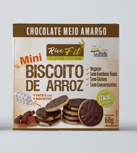 Biscoito De Arroz Mini Rice Fit Choc Meio Amargo Fit