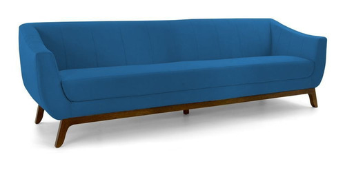 Sofá Boomer 210cm Veludo Azul - Gran Belo Decor