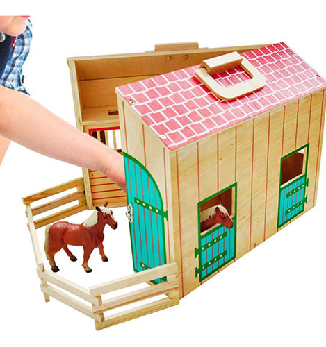 De Caballos De Madera En Miniatura, Casa De Muñecas, Mesa