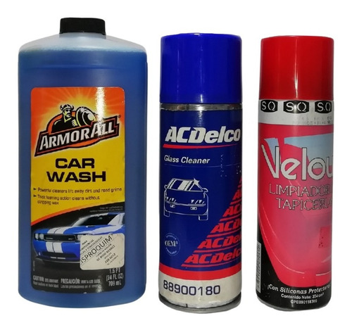 Kit Embellecimiento Automotriz Vidrios + Tapicería + Shampoo