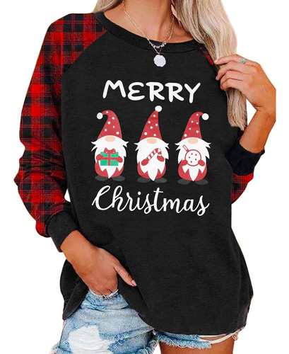 Sudadera Feliz Navidad Para Mujer Gnomo Papa Noel Linda