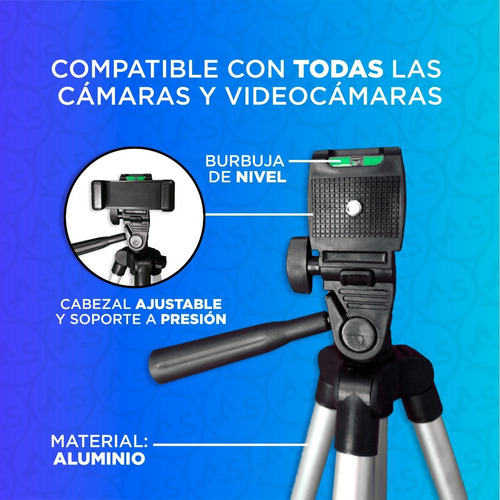 Imagen 4 de 10 de Trípode Para Celular Camara Plegable Aluminio Soporte 3110