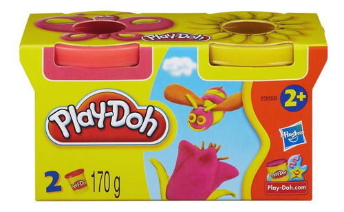 Pacote Play Doh X 2 latas de massa Hasbro Classic Colors rosa e amarelo