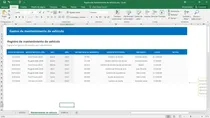 Comprar Excel Registro De Mantenimiento De Vehículos