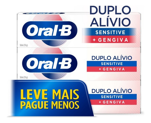 Creme Dental Sensitive + Gengiva Duplo Alivio - Kit 3 Un