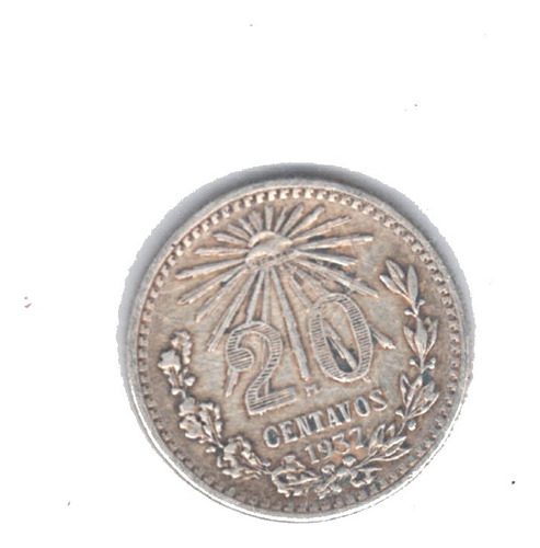 Moneda Plata Resplandor 1937 10 Centavos Escaso  Monedas L1