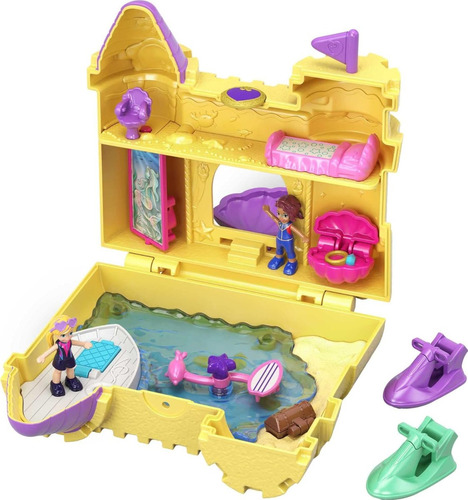 Polly Pocket Set De Viaje Castillo De Arena 2 Muñecas Mini