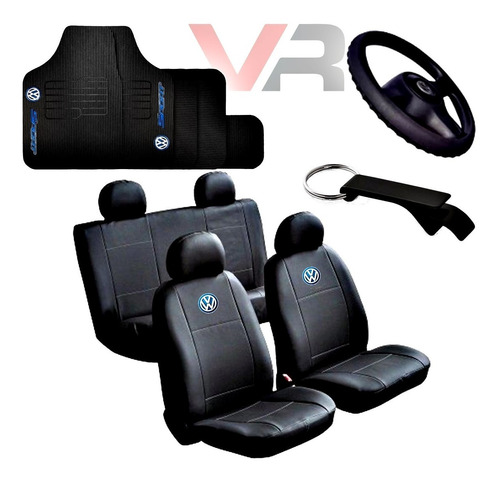 Kit Capas Couro Banco Carro Tapetes Volante Volks + Brindes!