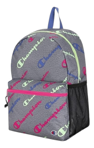 Mochila Champion Gris Escolar Con Compartimento Para Laptop - Original