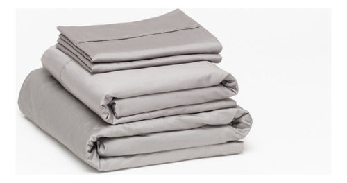 Juego De Sábanas Luuna Algodón Satín, Individual Color Gris